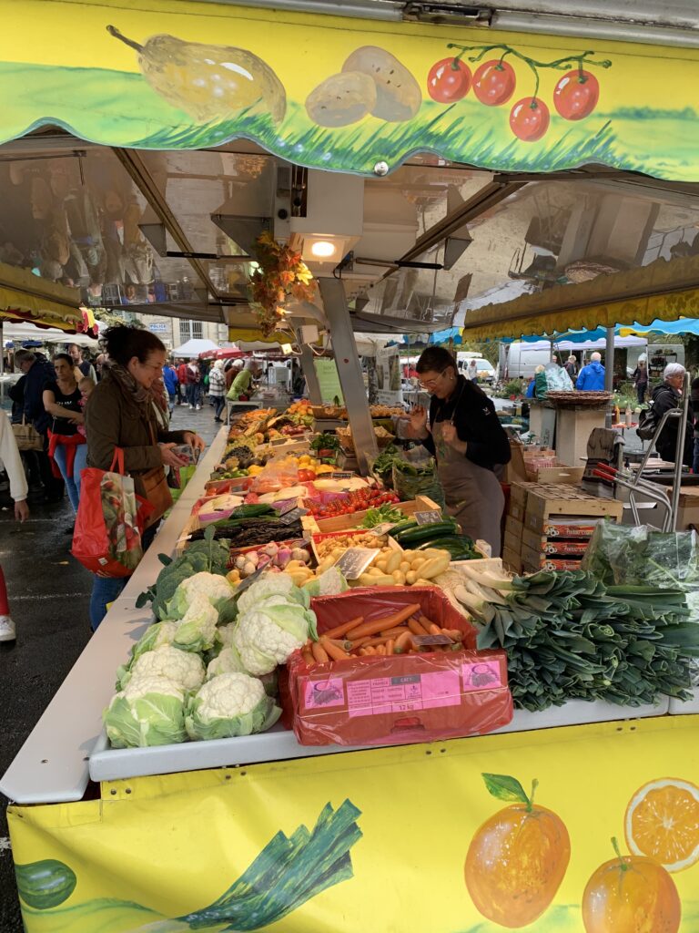 Fresh vegetables at a French market stall